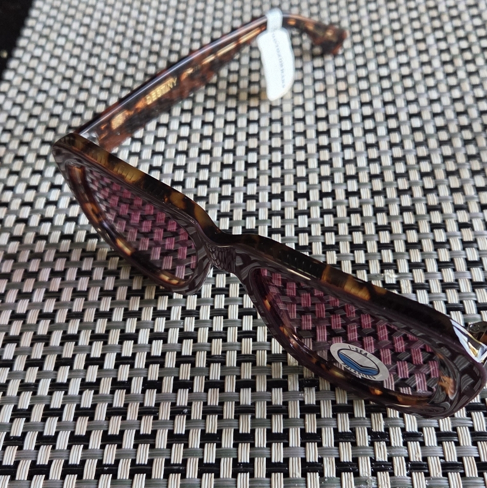 Anthropologie I-SEA Square Shield Sunglasses Purple - Picture 7 of 9